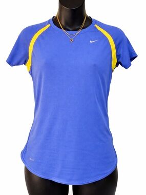 Nike Blue Athletic Tee with Yellow Accents